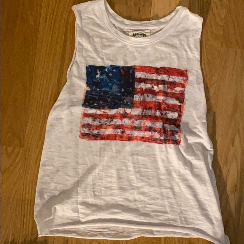 American Flag White Tank